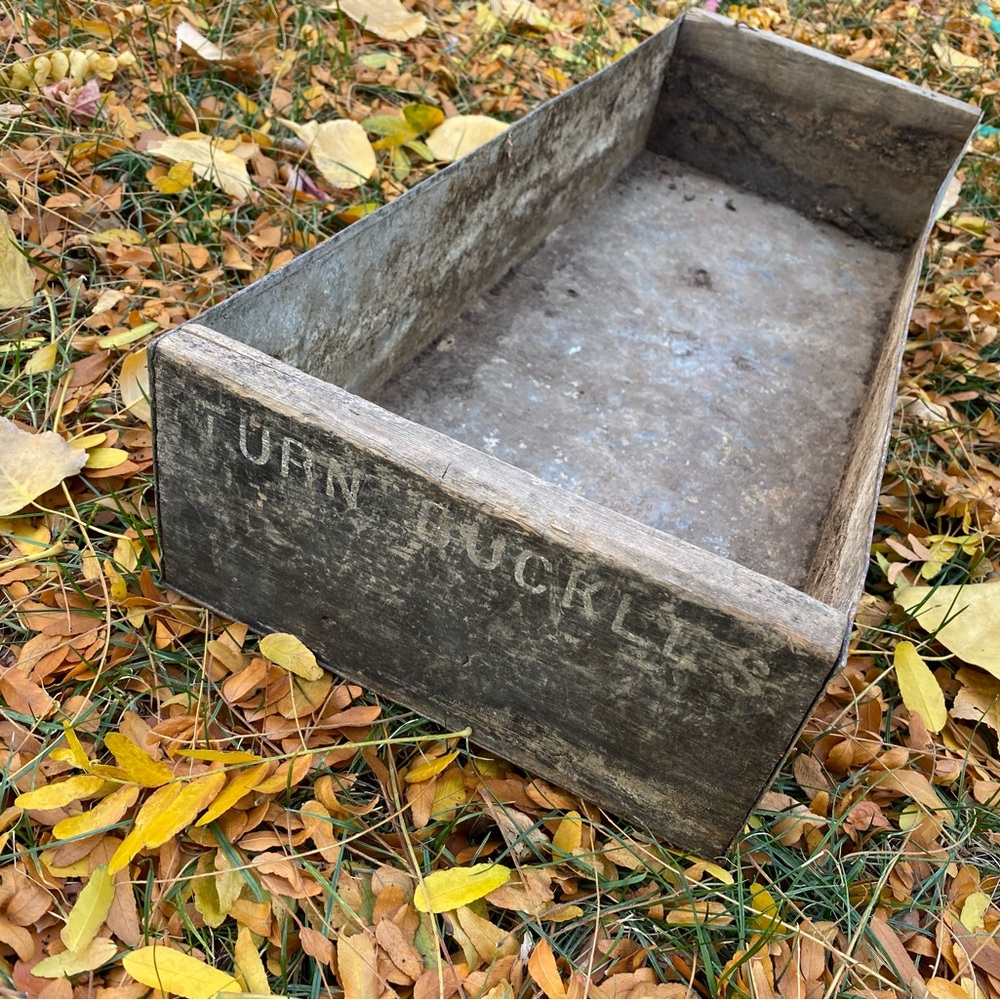 Rustic galvanized tin tray drawer box - super cool patina